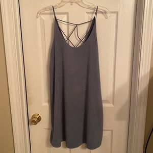 Trendy suede blue dress large